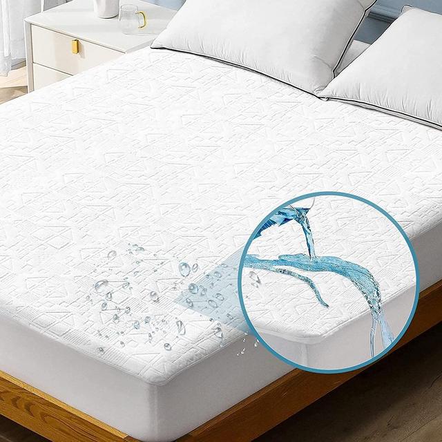 ROKDUK Waterproof Mattress Protector Queen Ultra Cooling Bamboo Fabric Mattress Cover Hypoallergenic, Premium Knit Breathable Noiseless Bed Protector Deep Pocket Fitted up to 21'' (Vinyl Free)