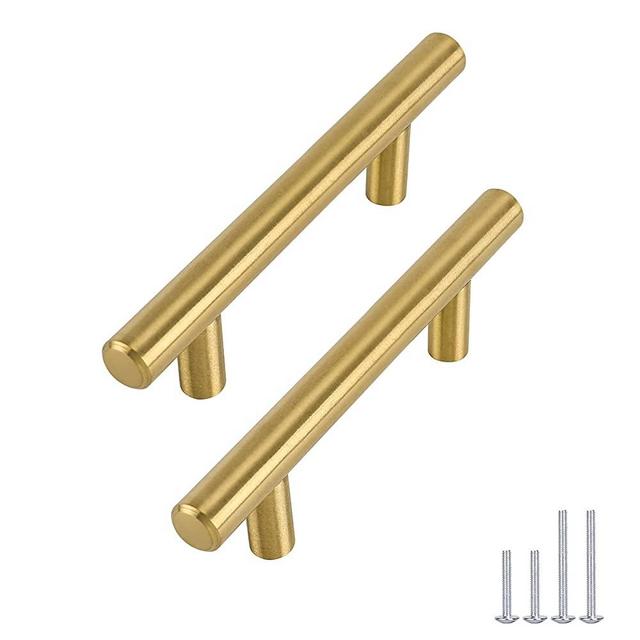 Haliwu 30 Pack/Gold Cabinet Pulls, Brushed Gold Pulls Cabinet Handles Gold Dresser Drawer Pulls Stainless Steel Kitchen Hardware Gold Pull 3 Inch Hole Center