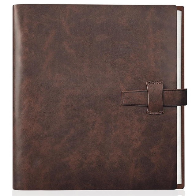 Artmag Photo Album 8x10 100 Photos, Thick Leather Cover Picture Album with 20 PCS Kraft Writing Paper Holds 100 Horizontal Photos for Family Wedding Anniversary (Brown)