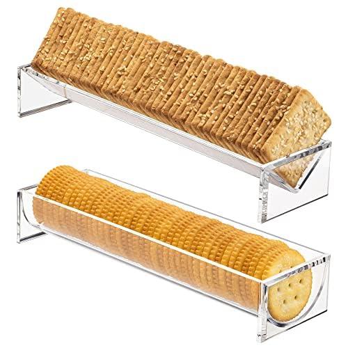 Srenta Clear Cracker Tray for Serving, Set of 4 Rectangular Cracker Holder for Serving Trays, Acrylic Food Display Cracker Serving Stand for Home, Party & Charcuterie Board Platter