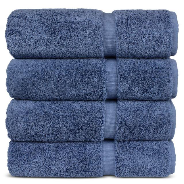 Luxury Hotel & Spa 100% Cotton Premium Turkish Bath Towels, 27 x 54'' (Set  of 4, Wedgewood)