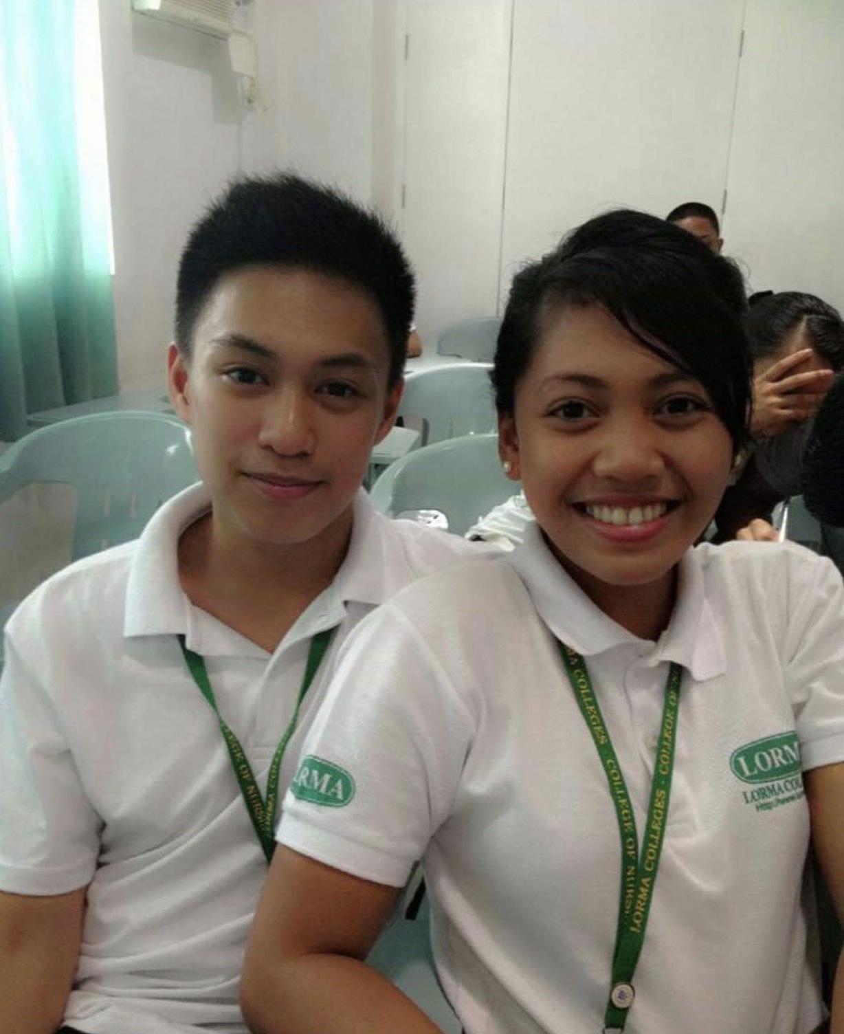 We met in college (Nursing School) in the Philippines. This is our first picture together!
