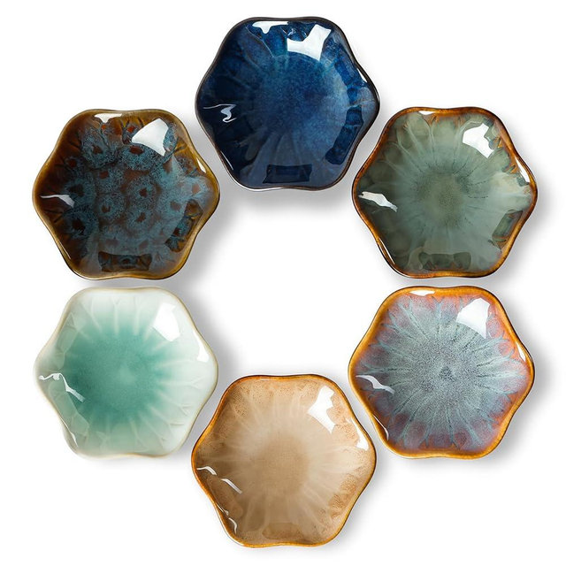 NUTRIUPS 3.5 inch Dipping Bowls Set of 6 Soy Sauce Dish 2 oz Ceramic Small Bowls for Side Dishes