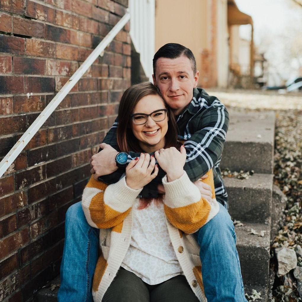 On the front steps of the first home we've shared together.