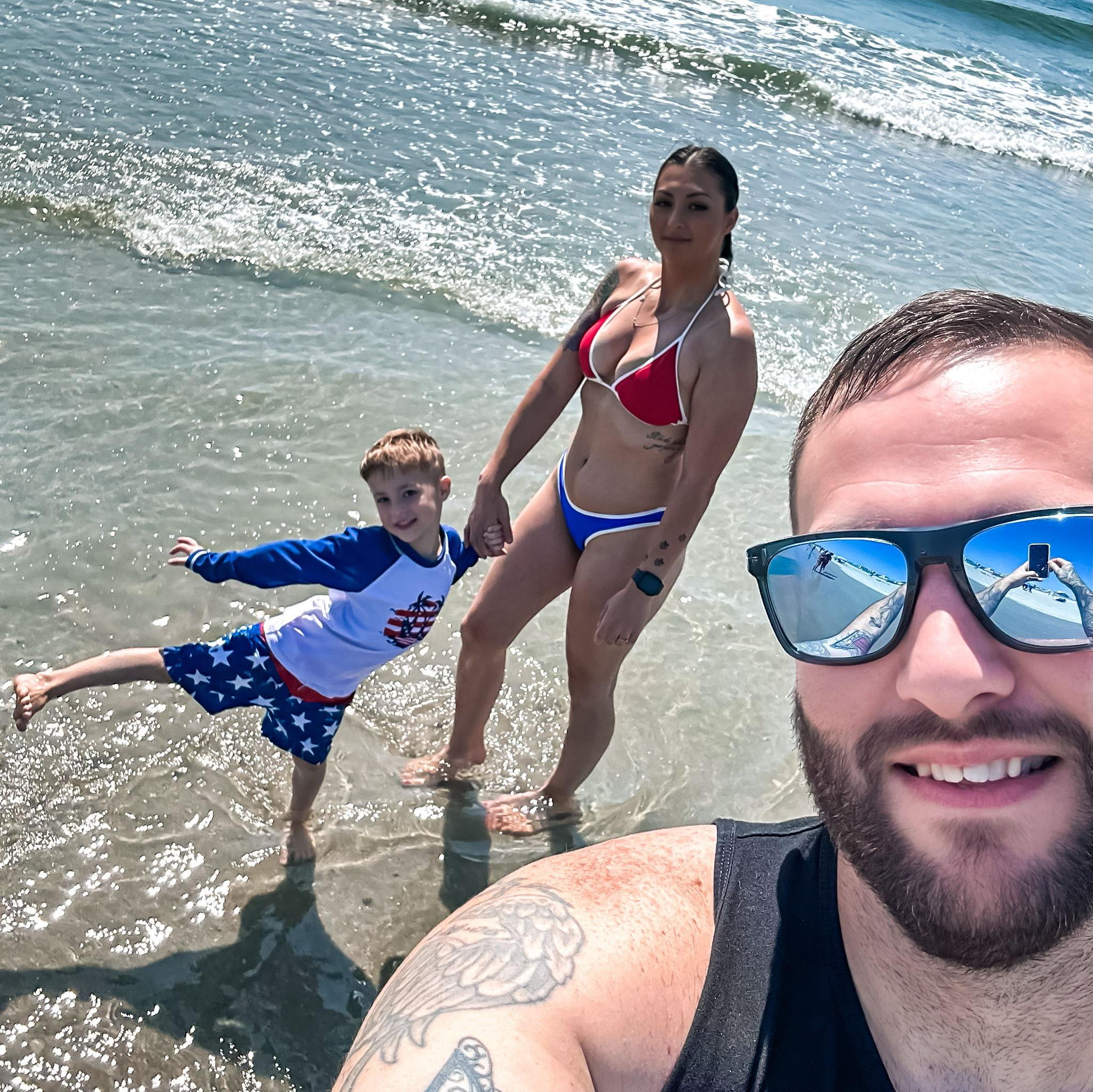 Soaking up the sun, sand and sea.