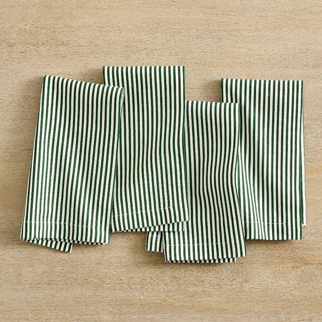 Brandon Maxwell Ludlow Napkins, Set of 4 - Green/White