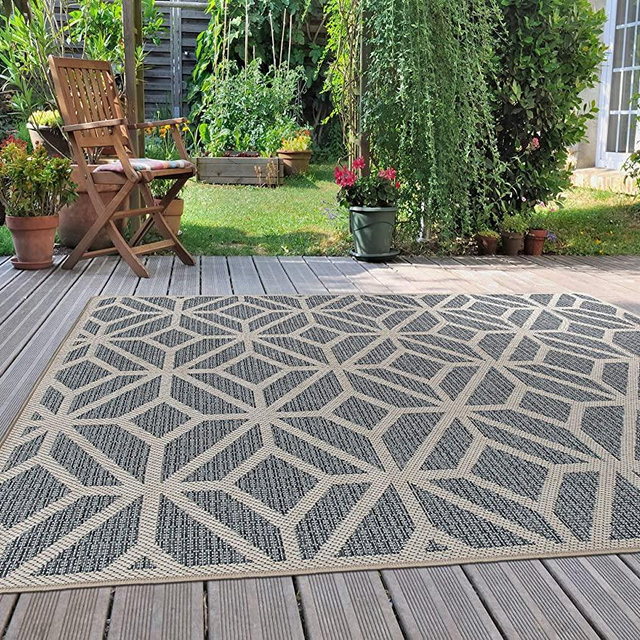 Rugshop Contemporary Geometric Indoor/Outdoor Area Rug 7'10" x 10' Blue