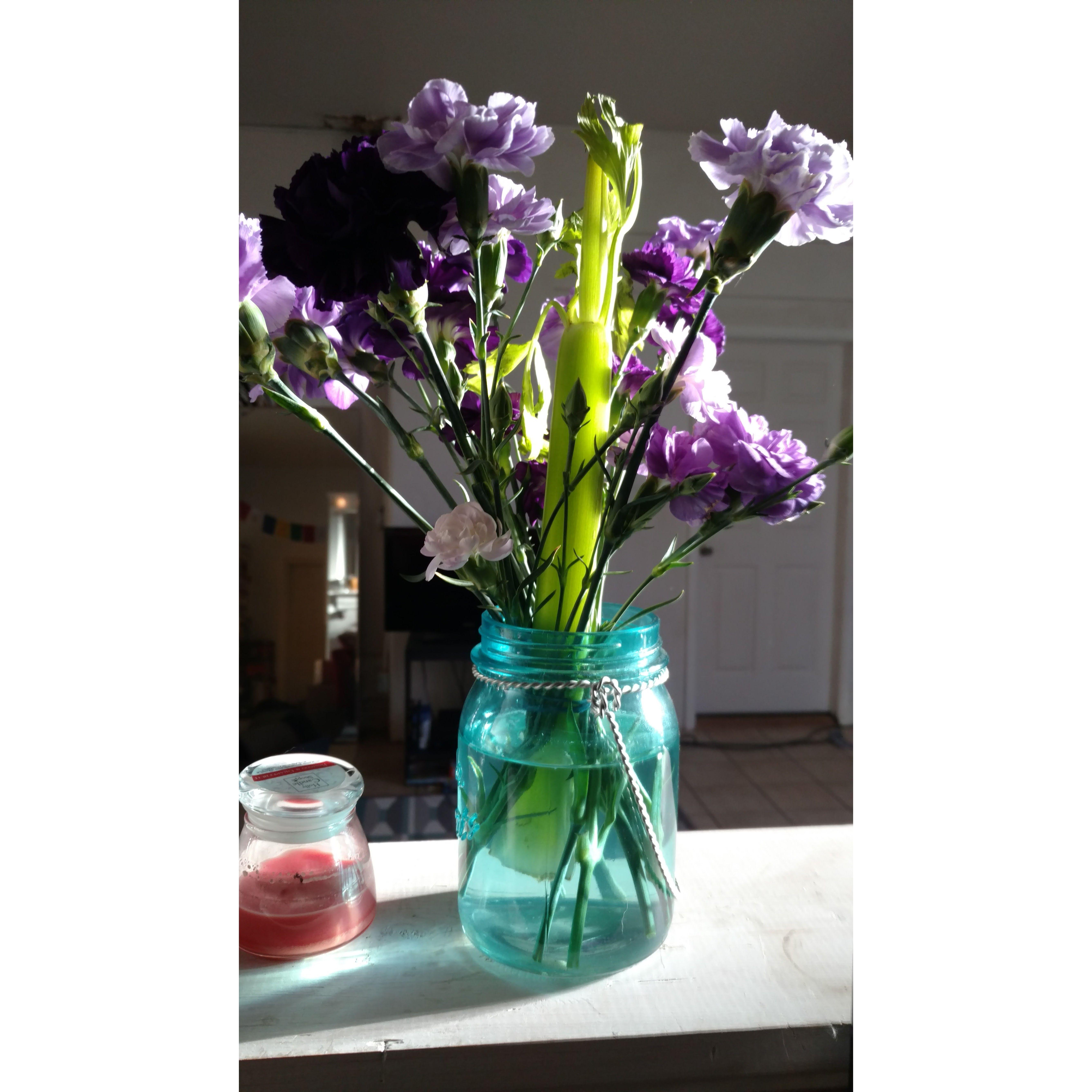 Zack got Megan flowers, and also a celery stalk.