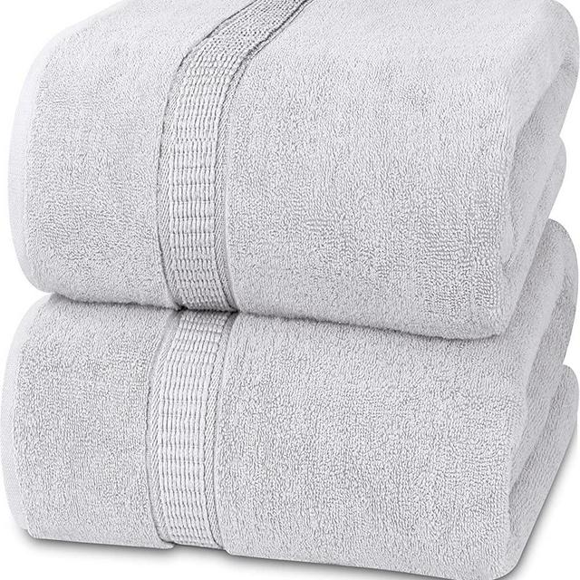Utopia Towels - Luxurious Jumbo Bath Sheet 2 Piece - 600 GSM 100% Ring Spun Cotton Highly Absorbent and Quick Dry Extra Large Bath Towel - Super Soft Hotel Quality Towel (35 x 70 Inches, Silver)
