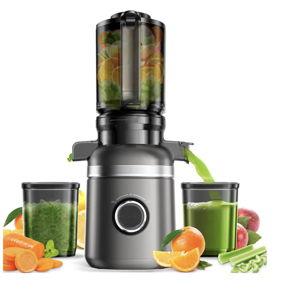 GlowWise - Cold Press Masticating Juicer 80 RPM Slow Juicer Ultra-Quiet, High Yield - Juices Fruits, Veggies, Wheatgrass - Titanium Gray