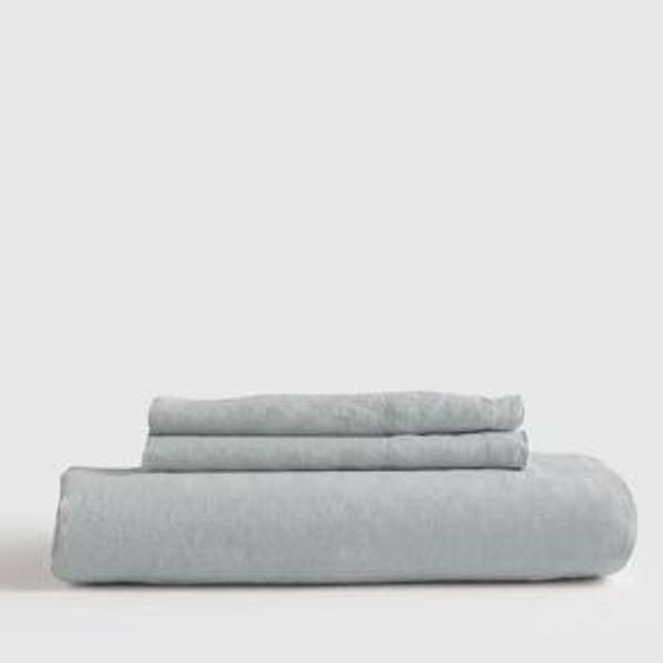 European Linen Fitted Sheet Set in Mist (COLOR MIST)