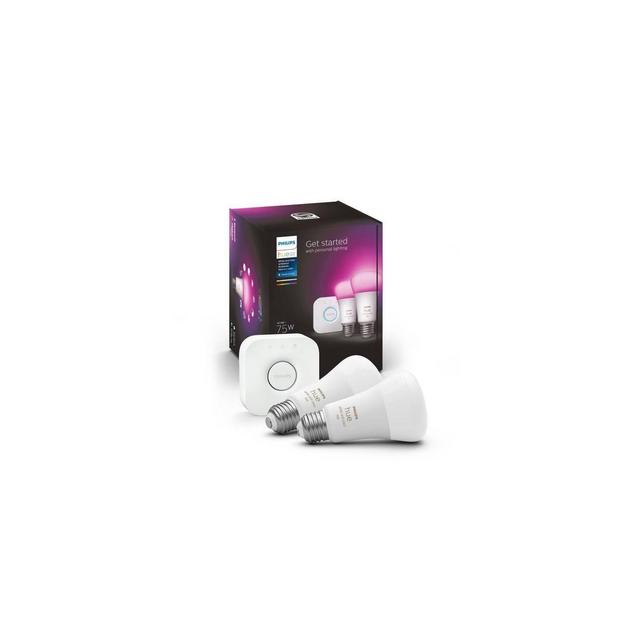 Philips Hue 2pk A19 LED Starter Kit with Bridge Color
