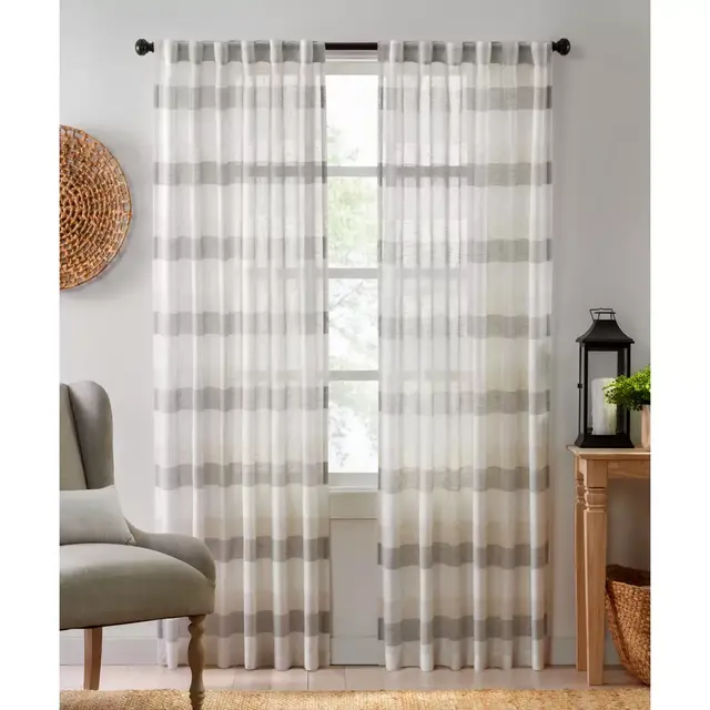 Colordrift Oakwood 84-Inch Rod Pocket/Back Tab Light Filtering Curtain Panel in Natural (Single)