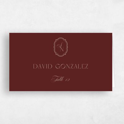 Maroon, Red Wedding Place Card - Korina