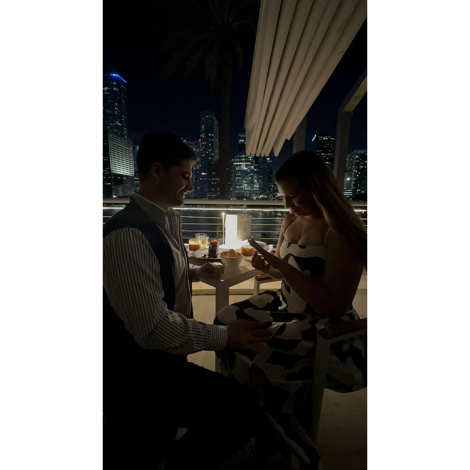 Timmy proposing at La Mar in November 2024