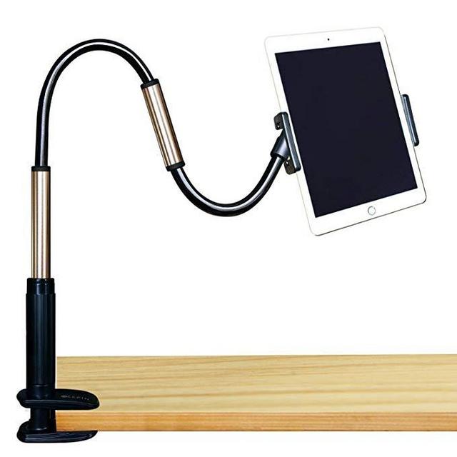 GEEPIN Clamp Mount Tablet Stand for iPad and iPhone, 3.3 Ft Tall Adjustable Arm 360° Rotating Aluminum Gooseneck Swivel Universal Lazy Holder for Bed or Office.