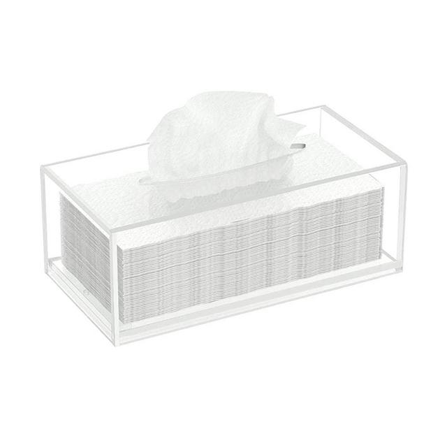 FEMELI Acrylic Tissue Box,Clear Facial Tissue Holder Case Dispenser Napkin Organizer for Bathroom Kitchen Bedroom Office