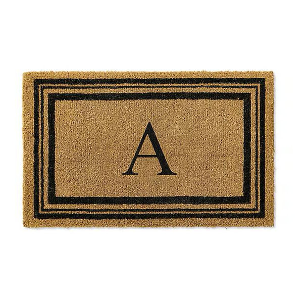Monogrammed Coir Border Door Mat | A, Classic Border, 24”x39”