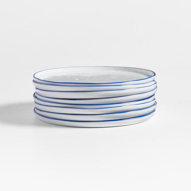 Mercer Blue Rim Salad Plates, Set of 8