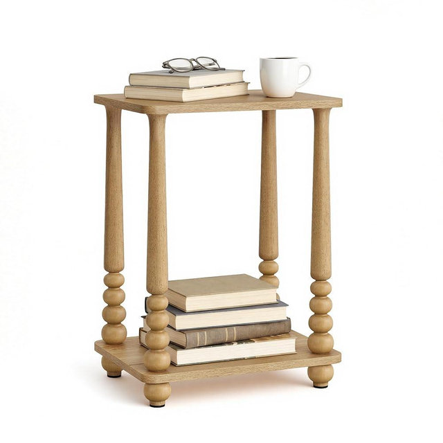 VASAGLE Mariel Collection - Side Table, Accent Nightstand for Small Spaces, Rectangular End Table with Shelf, Solid Wood Legs, Mid-Century Modern, Living Room Bedroom, Natural Brown ULET294HC01S