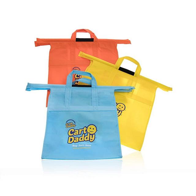 Scrub Daddy Trolley Bags for Grocery Cart - Cart Daddy - Reusable Shopping Bag System Set of 3 - Eco-Friendly, Color-Coded, Easy Organization, Compact Storage, Durable Material Machine Washable- 1ct