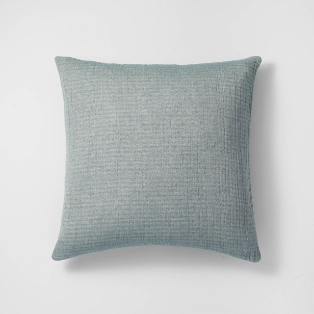 Euro Reversible Textured Cotton Chambray Coverlet Sham Dark Teal Blue - Casaluna™