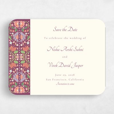 Purple Rounded Wedding Save the Date - Suraya Landscape