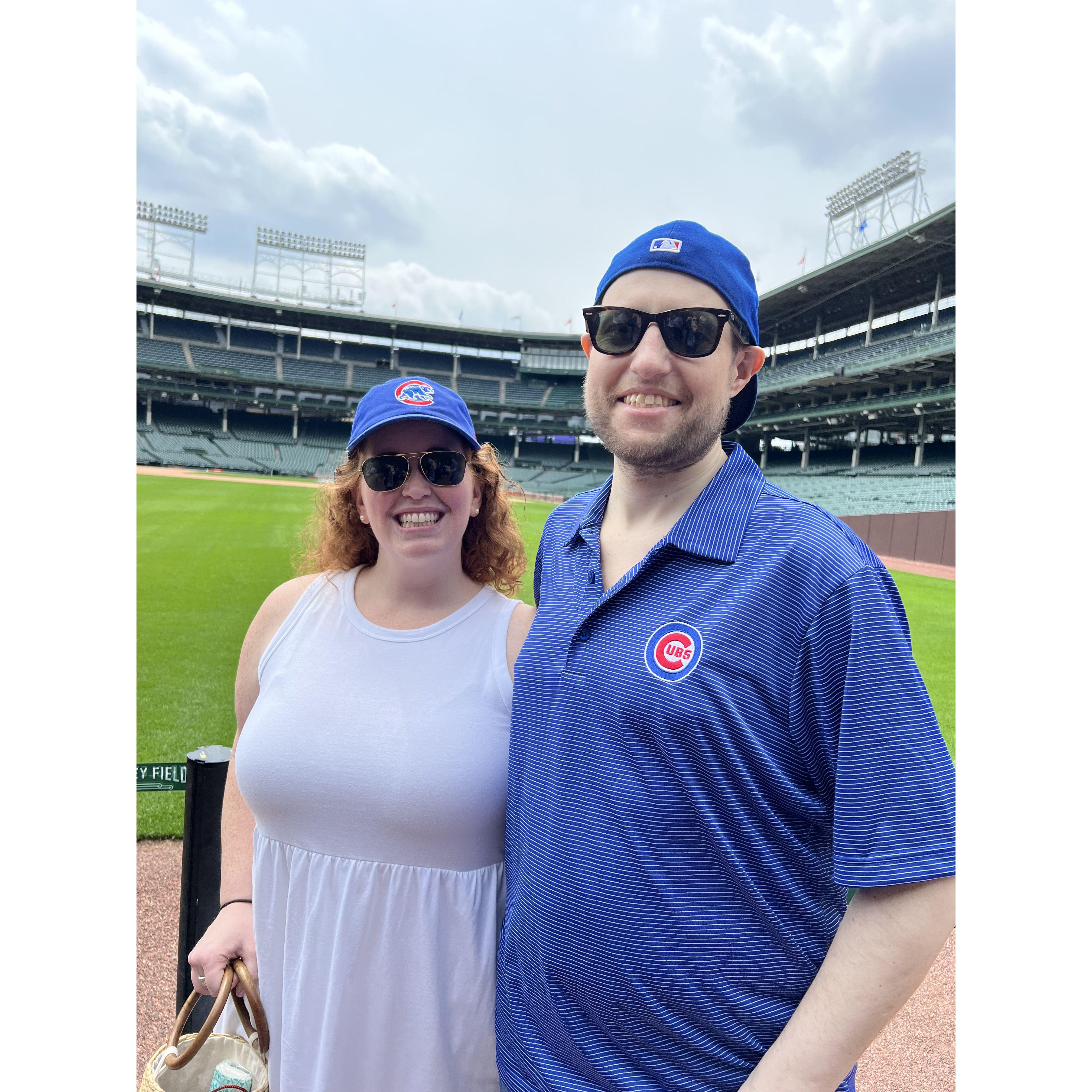 Touring Wrigley Field (our neighbor) in June, 2022.