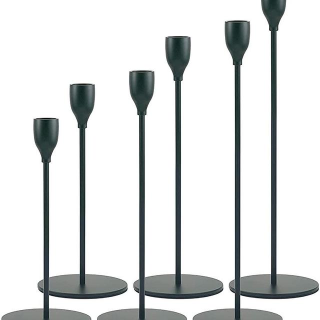 Matte Black Candle Holders Set of 6 for Taper Candles, Decorative Candlestick Holder for Wedding, Dinning, Party,Party Fits 3/4 Inch Thick Candle&LED Candles (Black Candelabra)