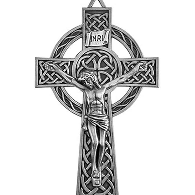 Religious Gifts Silver Tone Knotted Celtic Wall Cross Crucifix, 8 1/2 Inch