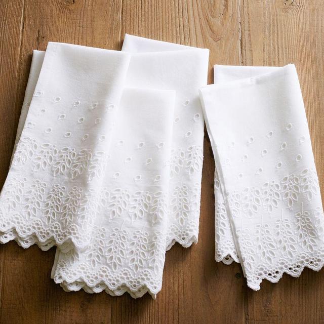 Eyelet Organic Cotton Napkins, Set of 4 - White