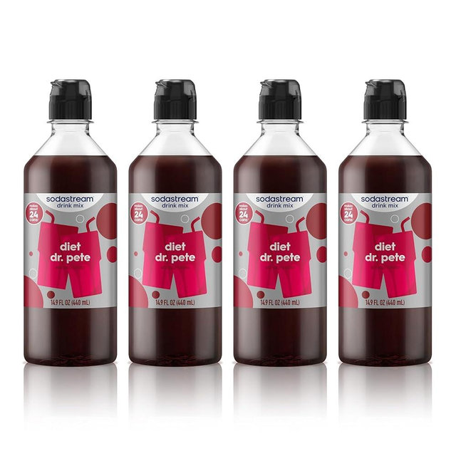 SodaStream Classics Diet Dr Pete New Pour Bottle, 14.9 Fl Oz (Pack of 4)