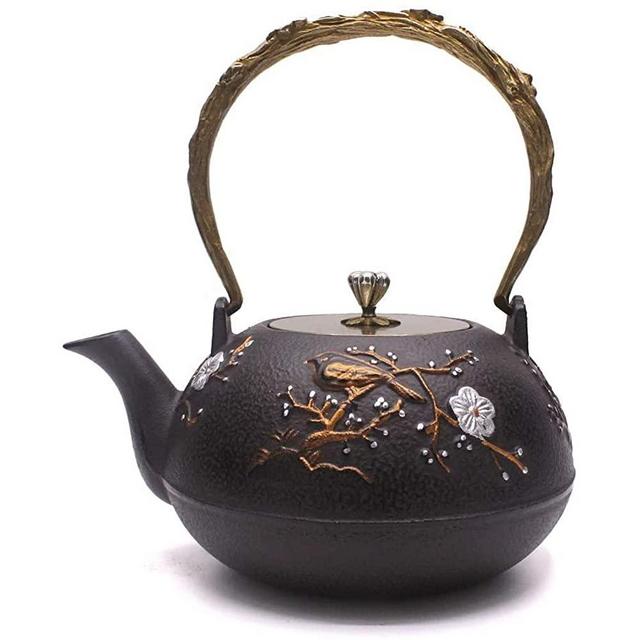 TOWA Workshop Japanese Tetsubin Tea Kettle Cast Iron Teapot for Stovetop Safe Coated with Enameled Interior (1.3L)