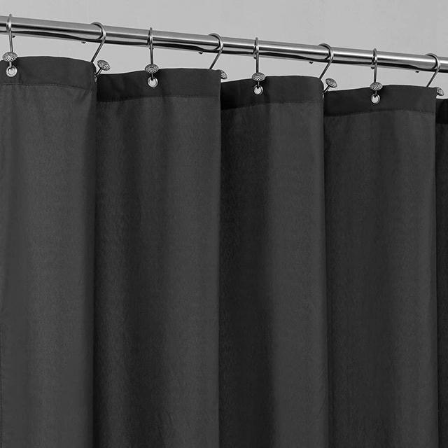ALYVIA SPRING Waterproof Fabric Shower Curtain Liner - Soft & Light-Weight Cloth Shower Liner, 3 Bottom Magnets, Hotel Quality & Machine Washable - Standard Size 72x72, Black