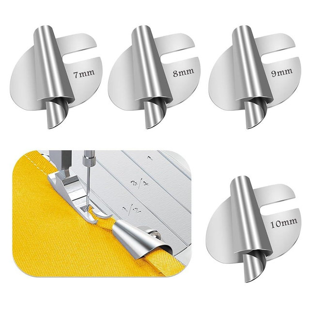 TIGARI Rolled Hem Presser Foot, Sewing Rolled Hemmer Foot, 7/8/9/10mm Wide Rolled Hem Pressure Foot Sewing Machine Feet Hemming Machine Hand Sewing Machine Sewing Accessories