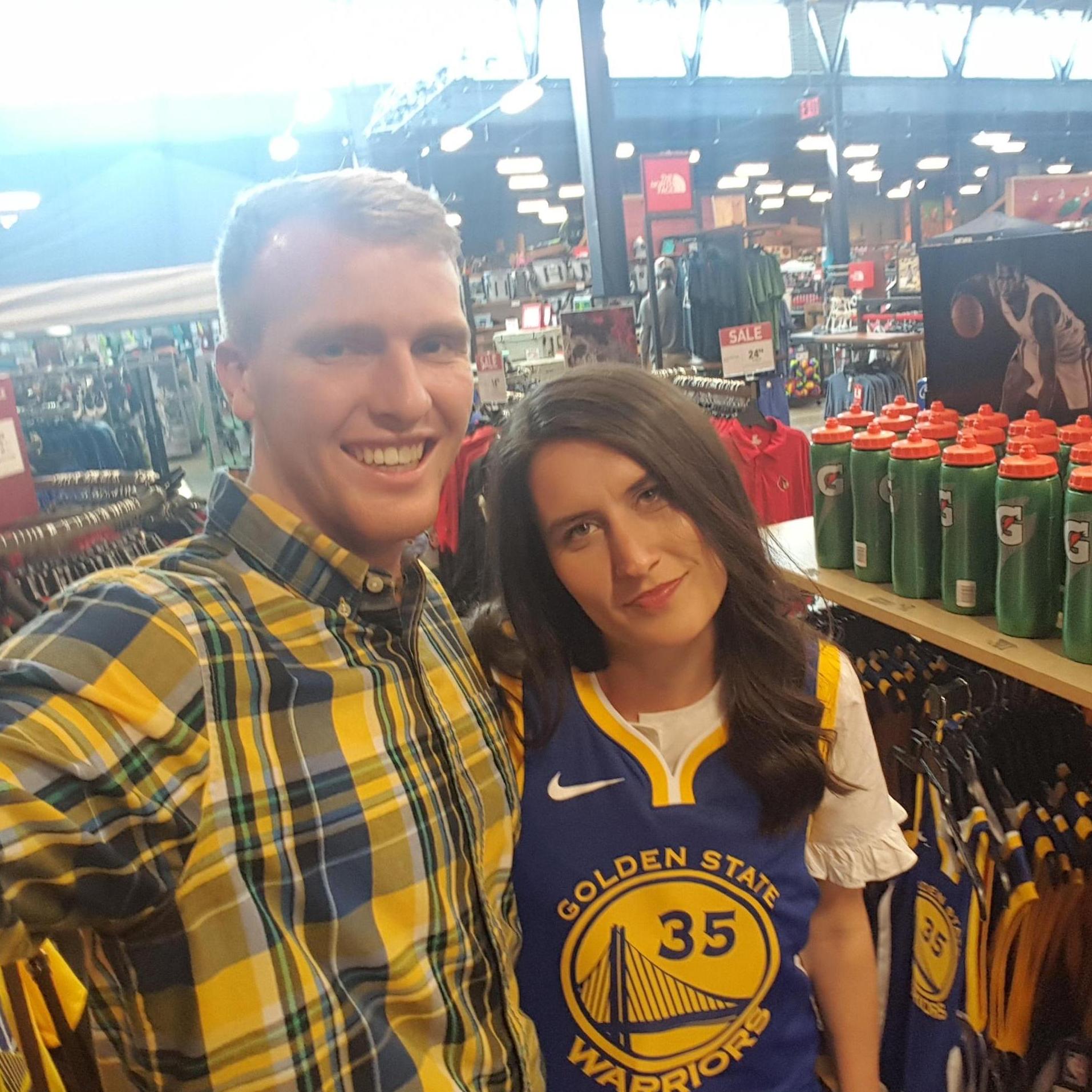 Sarah lost a bet and had to wear a KD jersey.