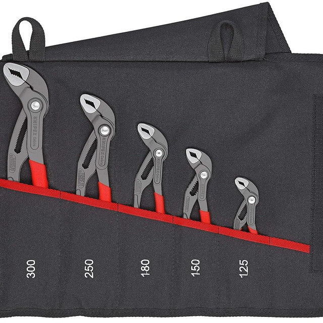 KNIPEX 5 Pc Pliers Cobra Set In Tool Roll, Black