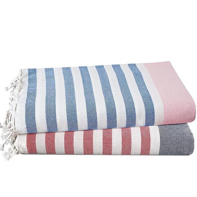 LANE LINEN 100% Cotton Beach Towel with Bag 2 Piece Towels Oversized 39"x71" Pool Absorbent Extra Large Quick Dry Sand Travel Towel - Stripe