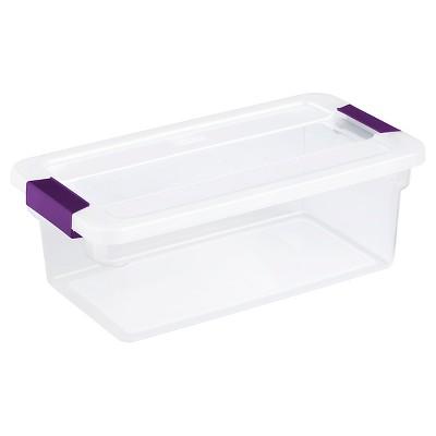 Sterilite 6 Qt ClearView Latch Box Clear with Purple Latches