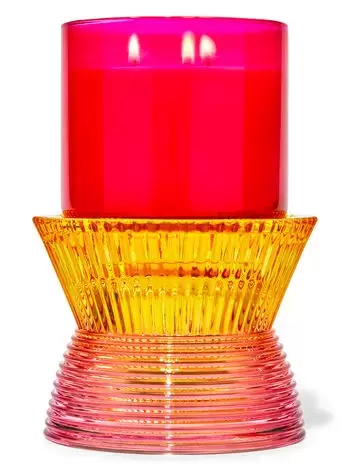 Faceted Ombre Glass Pedestal 3-Wick Candle Holder
