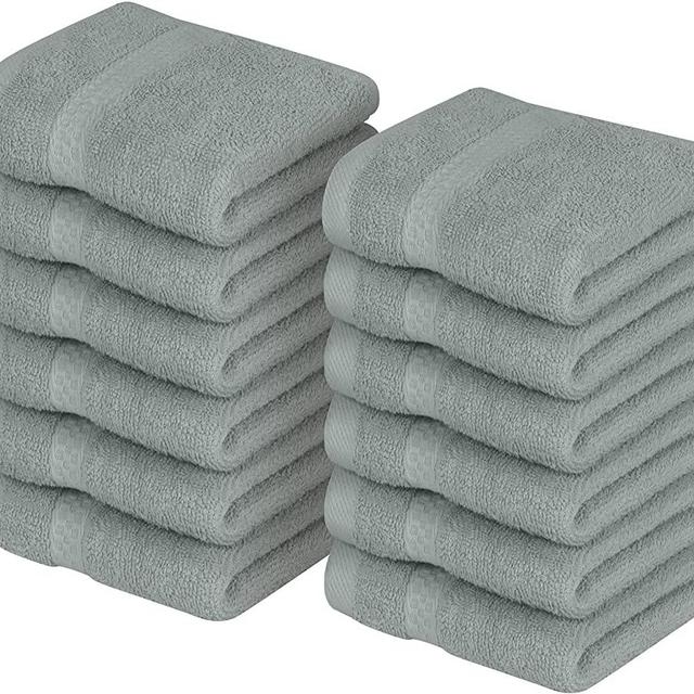 Utopia Towels [12 Pack Premium Wash Cloths Set (12 x 12 Inches) 100% Cotton Ring Spun, Highly Absorbent and Soft Feel Essential Washcloths for Bathroom, Spa, Gym, and Face Towel (Cool Grey)
