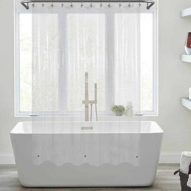 Mrs Awesome Clear Shower Curtain Liner with 3 Magnets, 72x72 Premium Flexible Sturdy Plastic Shower Curtain for Bathroom Lightweight, Waterproof, Clear