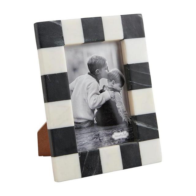 Mud Pie 4X6 Checkered Marble Frame; 8" X 6 1/4"