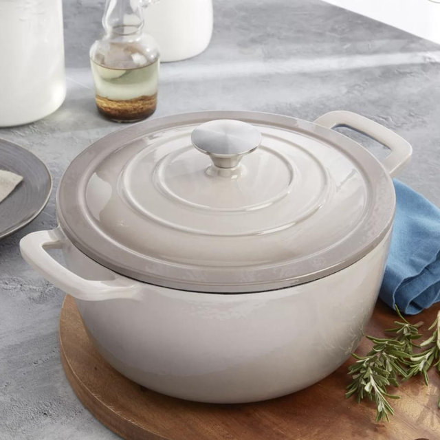 Mingle & Co. 5-qt. Enameled Cast Iron Dutch Oven - Stone Gray