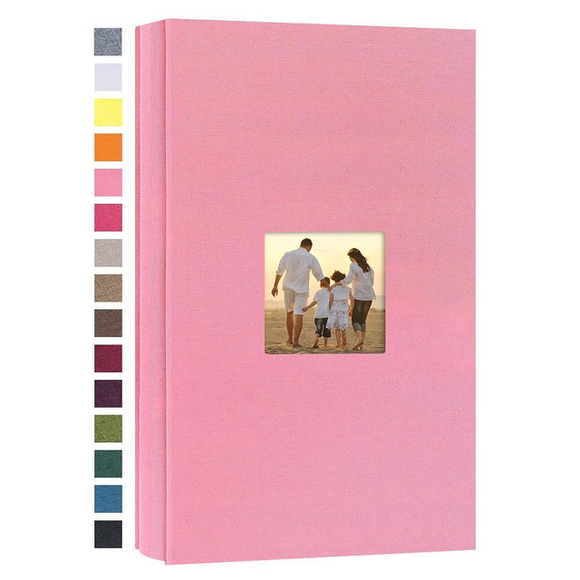 potricher Small Photo Album 4x6 300 Photos Linen Cover Picture Photo Book for Family Wedding Anniversary Baby Vacation (Pink,300 Pockets)
