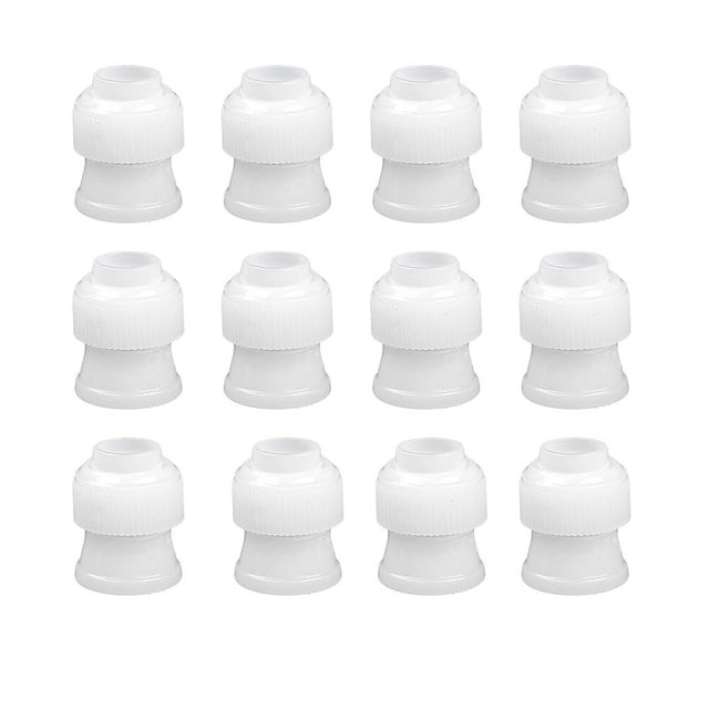 12 Pack Couplers for Piping Bags Plastic Standard Cake Decorating Coupler Pipe Tip Coupler for Icing Nozzles, White (1.2 x 1 Inch)