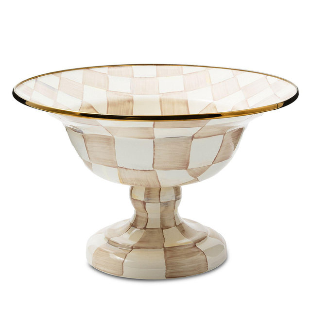 Mackenzie-Childs Mocha Check Large Compote