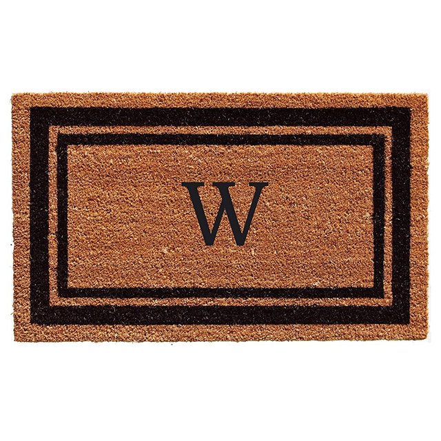 Calloway Mills 152961830W Black Border 18" x 30" Monogram Doormat, (Letter W)