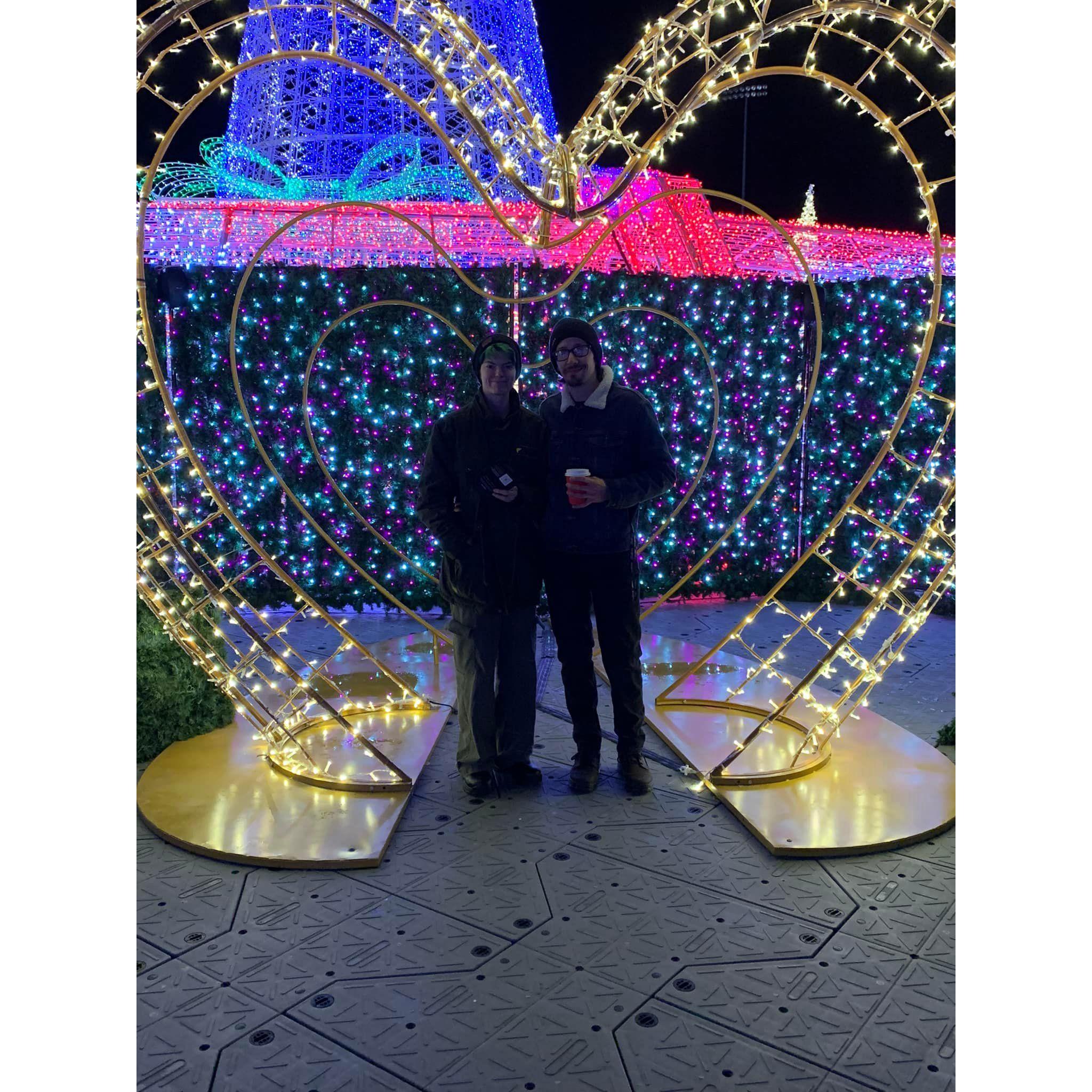 Celebrating the Christmas holiday at a local light show in 2023