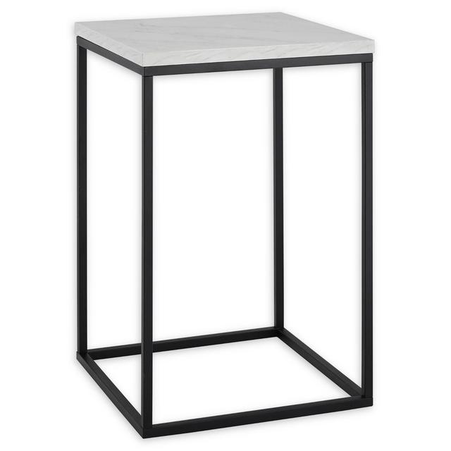 Forest Gate 16" Vivian Modern Faux Concrete Side Table in Marble